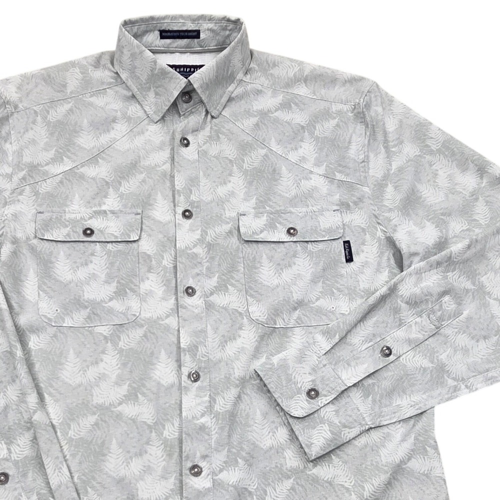 Fish Hippie Co Migration Tech Shirt Gray Fern Print Fishing Mens Small‎